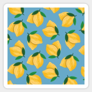 Lemon Pattern Blue Background Sticker